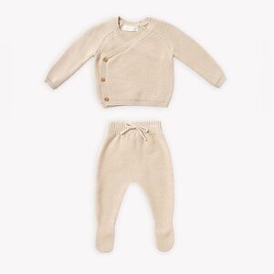 Quincy Mae Knit Wrap Set, Natural, Size 3-6 Months